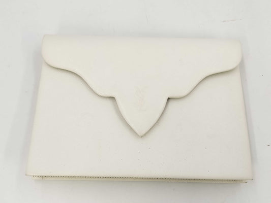 Yves Saint Laurent Logo Clutch/Second Bag Flap Vintage White Clutch Bag