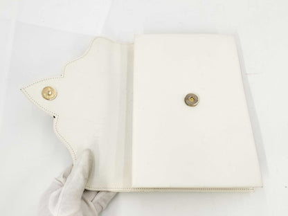 Yves Saint Laurent Logo Clutch/Second Bag Flap Vintage White Clutch Bag