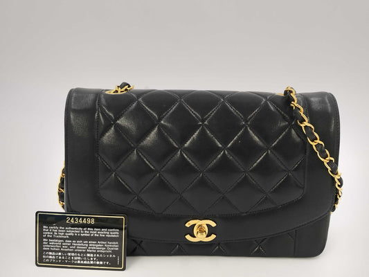CHANEL Diana Lambskin Single Chain Shoulder Bag