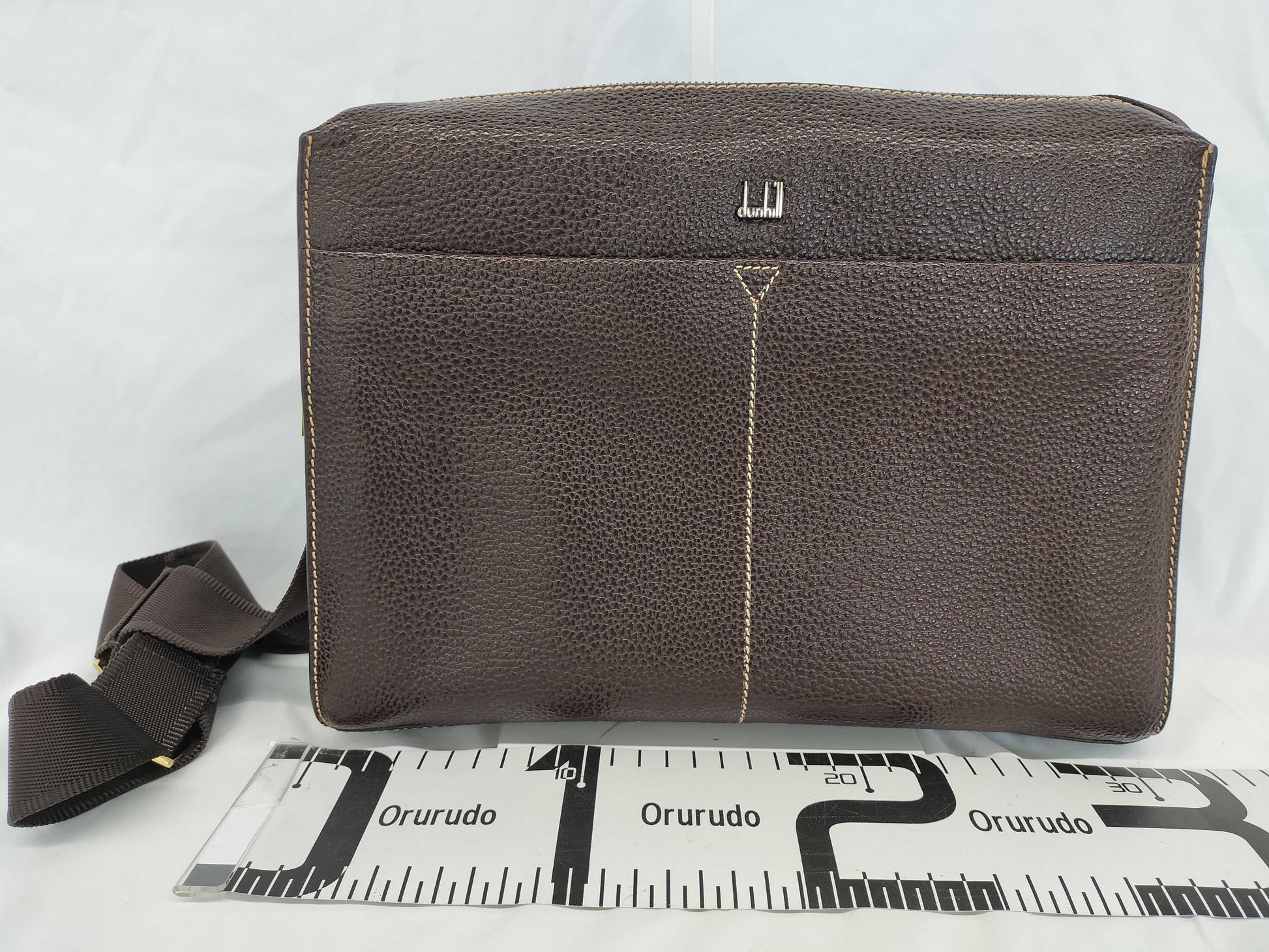 Dunhill Leather Shoulder Bag, Dark Brown