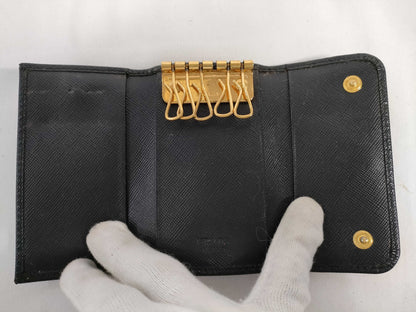 PRADA Saffiano 6-ring key case with chips