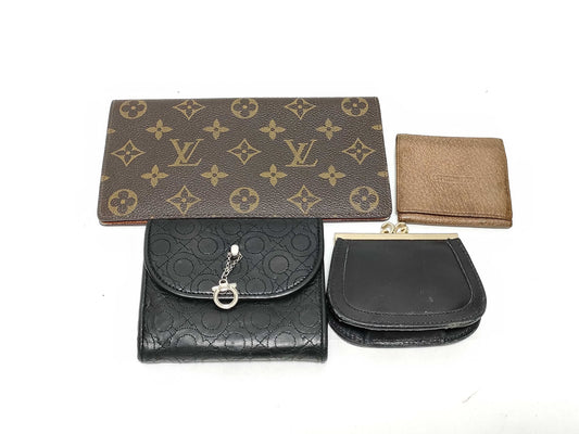 LOUIS VUITTON Monogram Bifold Wallet / Vintage Gucci Coin Purse / Dior / Ferragamo etc. *4 Wallets