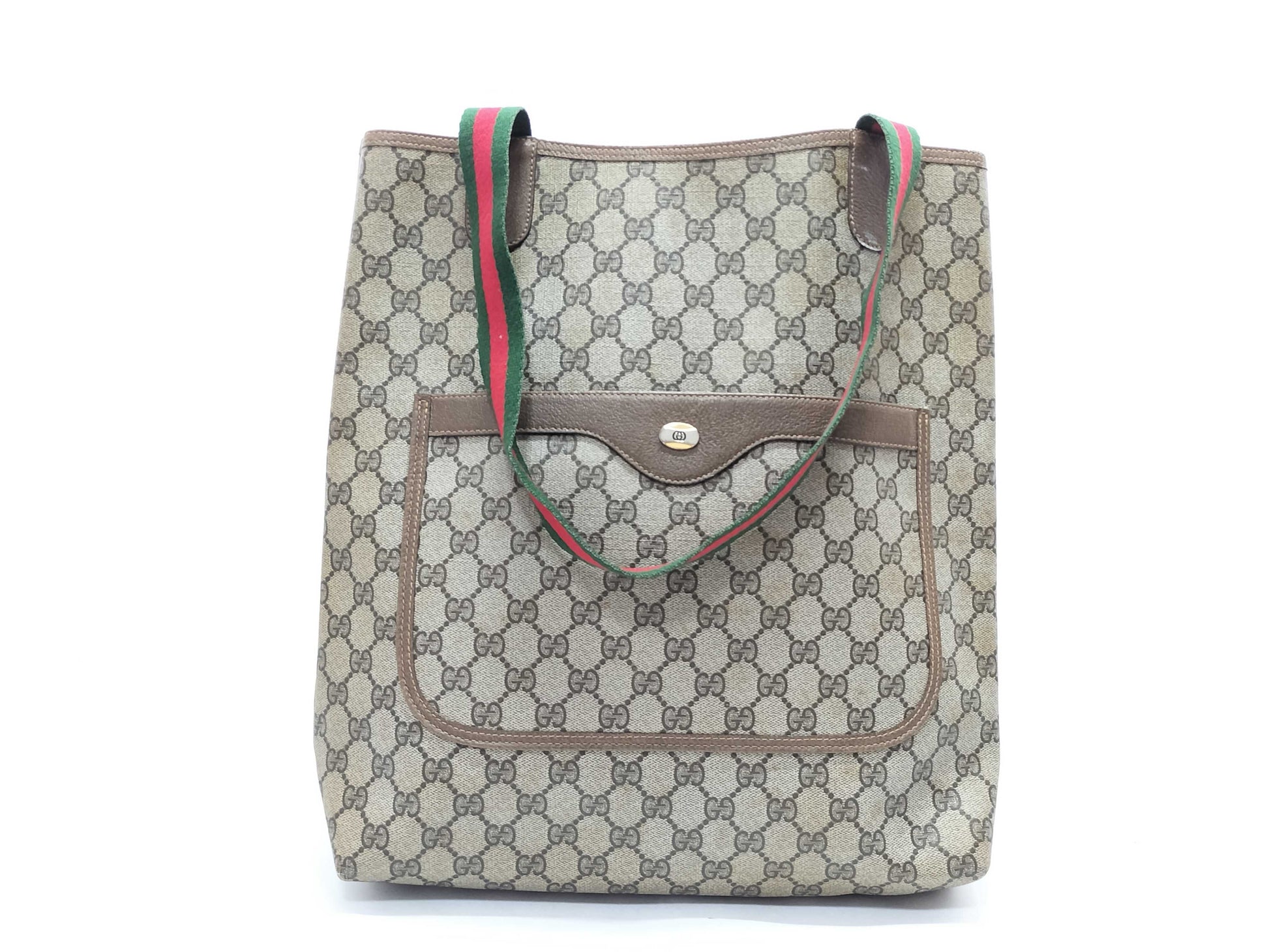 GUCCI 39.02003 GG Supreme PVC Old Sherry Tote Bag