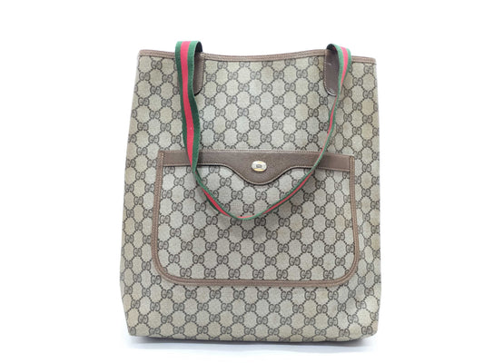 GUCCI 39.02003 GG Supreme PVC Old Sherry Tote Bag