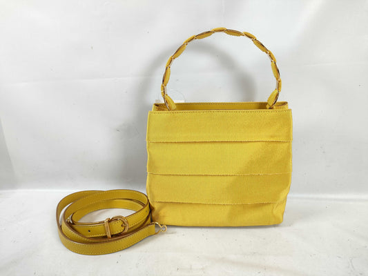Salvatore Ferragamo Vara Canvas Handbag Yellow AU-21 6155
