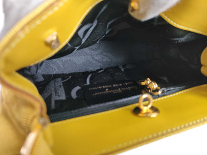 Salvatore Ferragamo Vara Canvas Handbag Yellow AU-21 6155