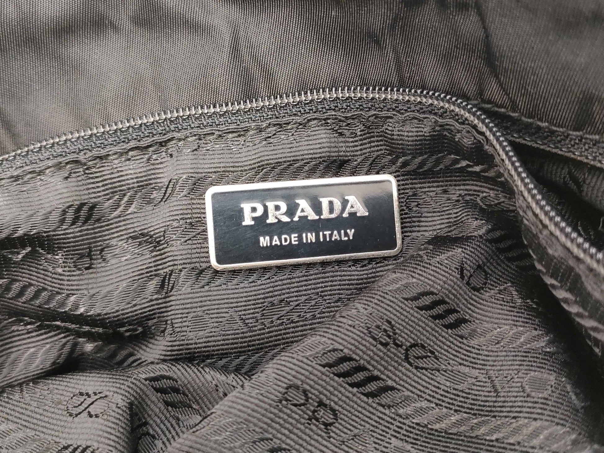 PRADA Nylon Triangle Plate Tote Bag