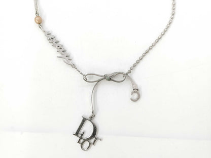 Dior Ribbon Logo Faux Pearl Choker Necklace