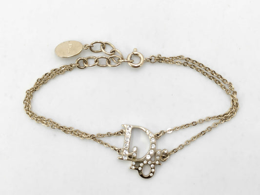 Dior Logo Gold Rhinestone Bracelet Bracelet Bangle