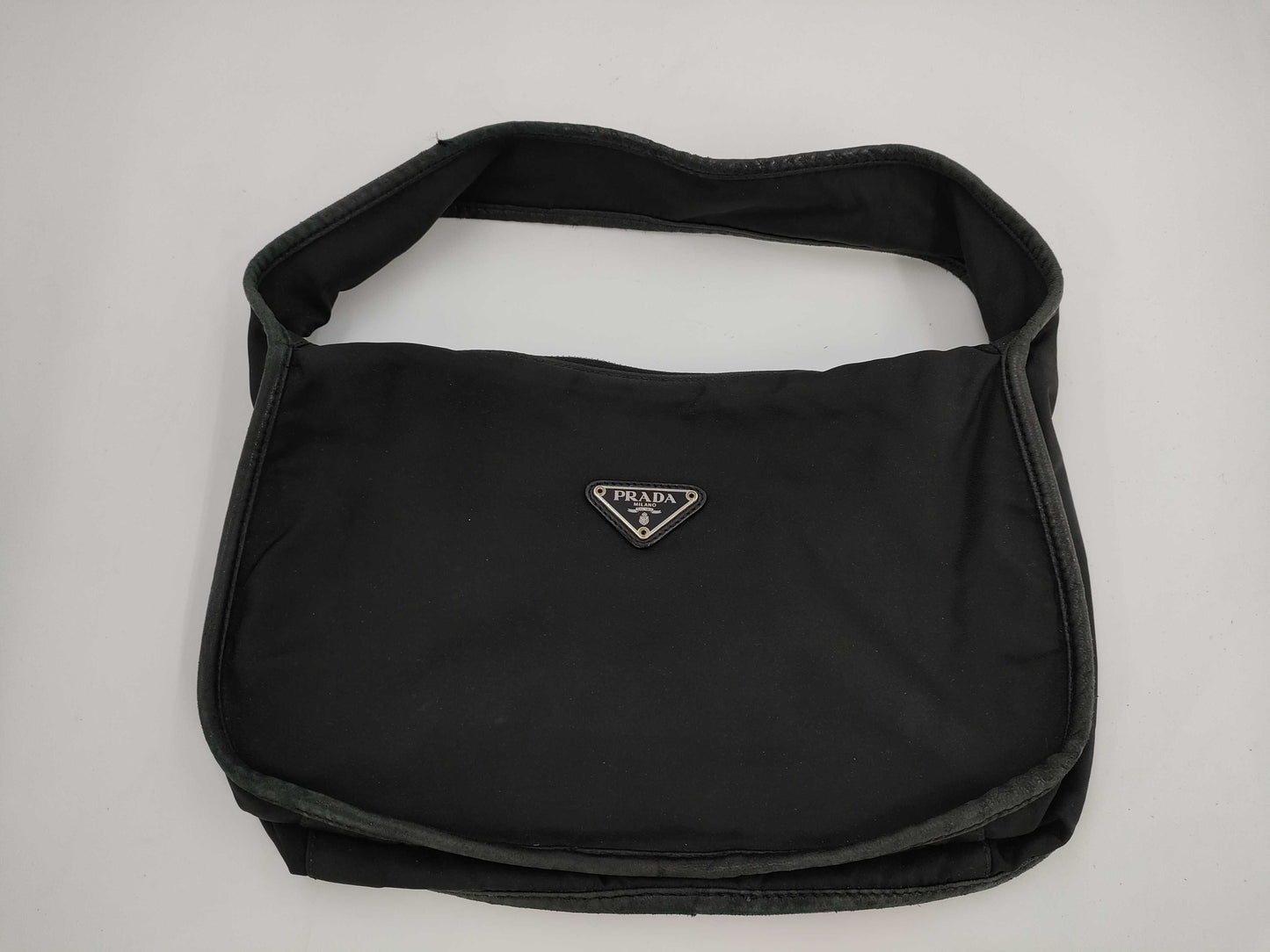 PRADA Nylon One-Shoulder Bag Black with Triangle Logo