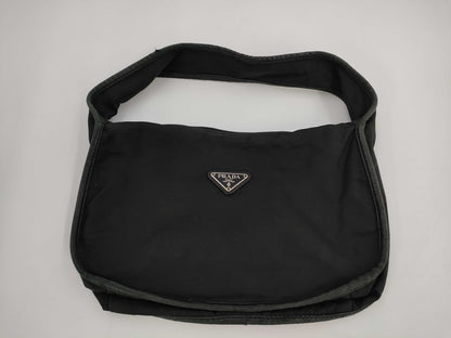 PRADA Nylon One-Shoulder Bag Black with Triangle Logo