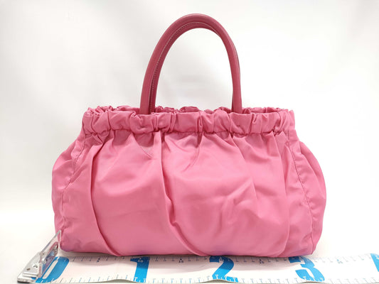 PRADA Nylon Hand Ribbon Pink Handbag