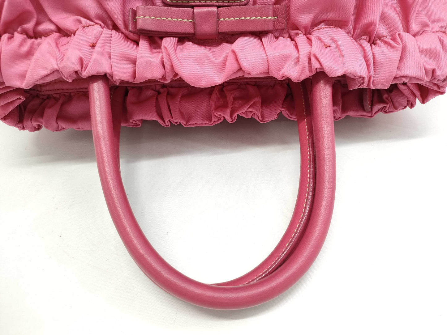 PRADA Nylon Hand Ribbon Pink Handbag