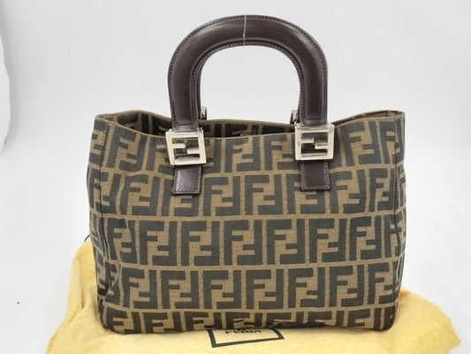 FENDI Zucca pattern tote handbag with metal hardware