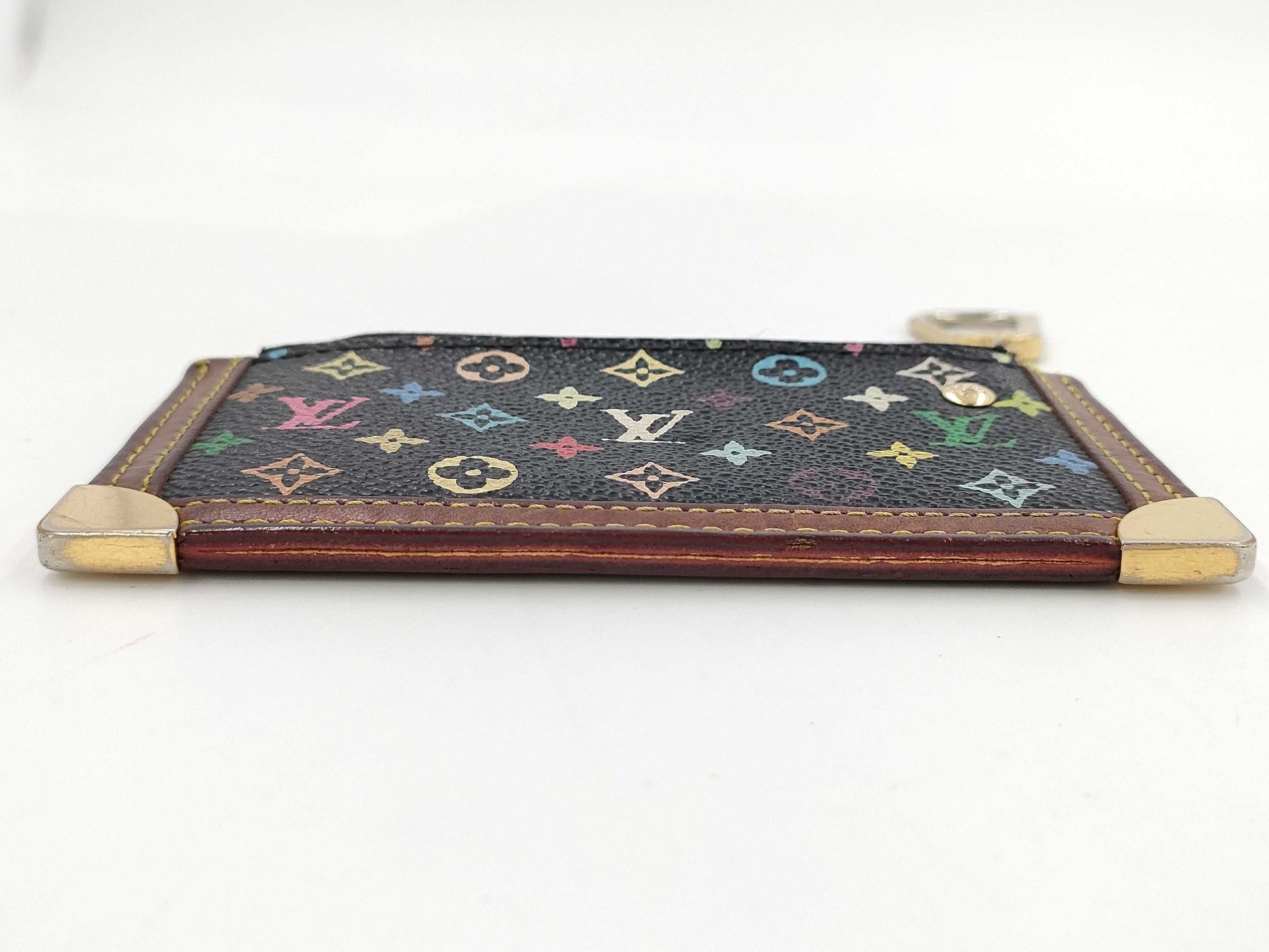 LOUIS VUITTON GA1026 Monogram Multicolore Noir Pochette Cle Coin Case with Broken Zipper