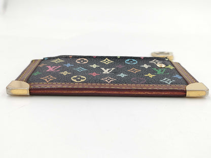 LOUIS VUITTON GA1026 Monogram Multicolore Noir Pochette Cle Coin Case with Broken Zipper