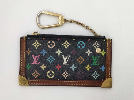 LOUIS VUITTON GA1026 Monogram Multicolore Noir Pochette Cle Coin Case with Broken Zipper