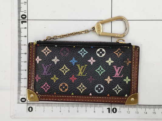 LOUIS VUITTON GA1026 Monogram Multicolore Noir Pochette Cle Coin Case with Broken Zipper