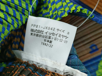 ISSEY MIYAKE Pleats Please Top Yellow-Green/Blue Top