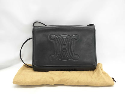 CELINE Triomphe Logo Leather Shoulder Bag