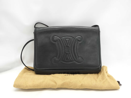 CELINE Triomphe Logo Leather Shoulder Bag