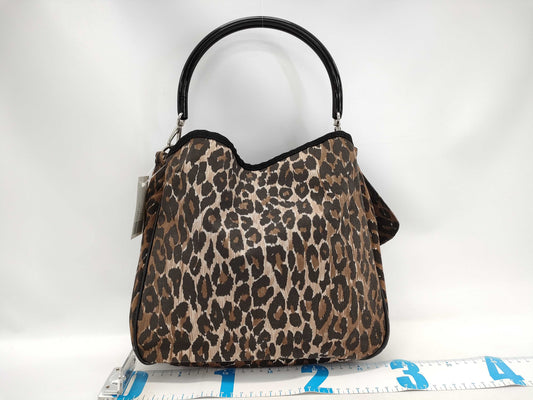 DOLCE&GABBANA Leopard Print Canvas Handbag with Pouch