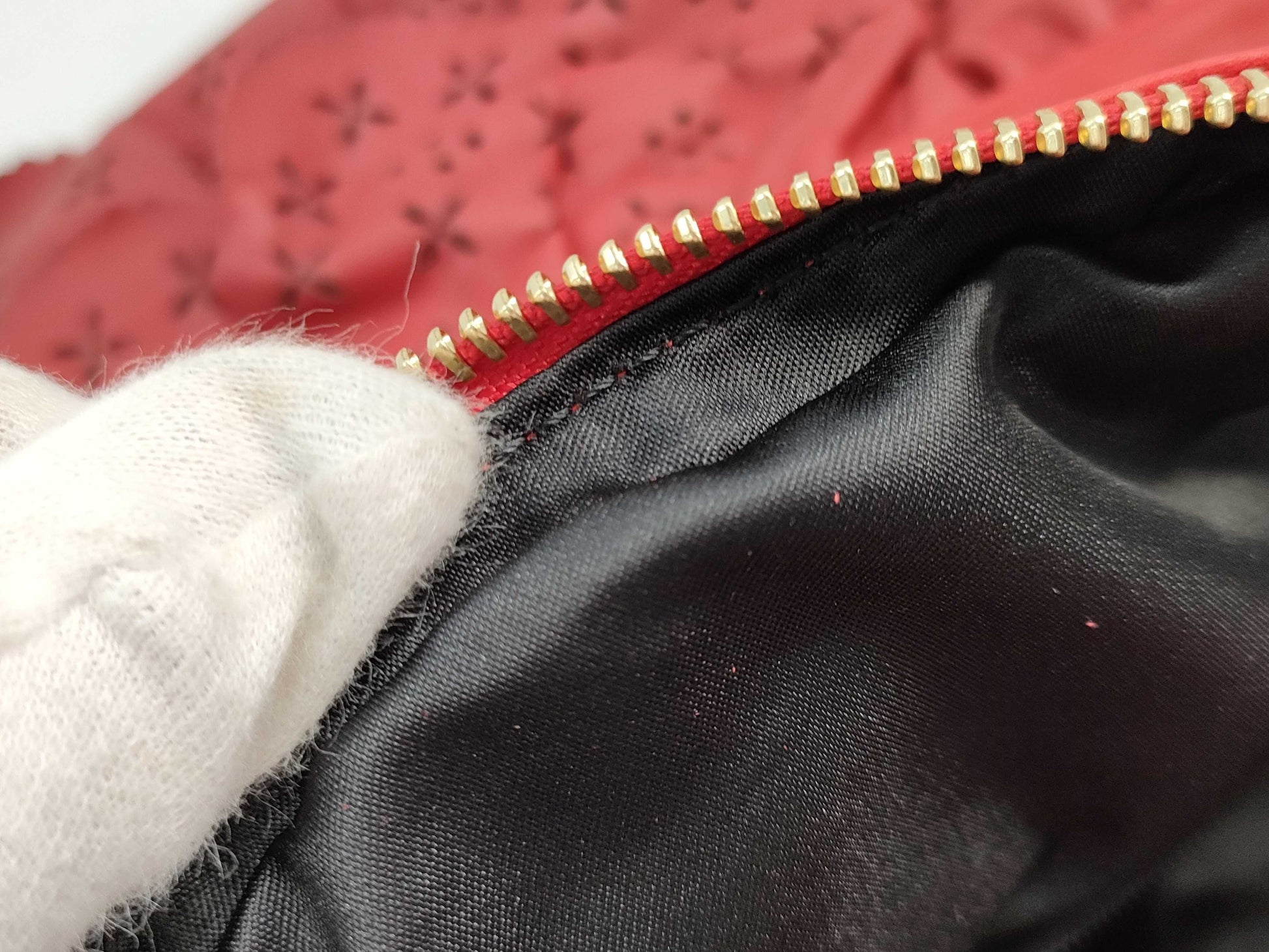 Dior Ruffle Leather Red Tote Bag