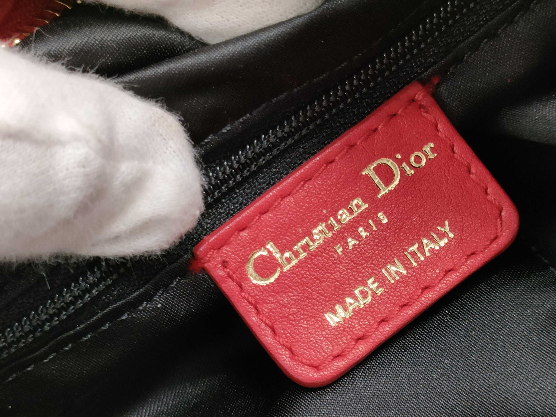 Dior Ruffle Leather Red Tote Bag