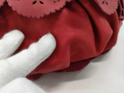 Dior Ruffle Leather Red Tote Bag