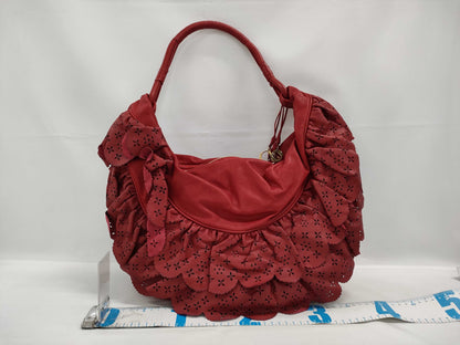 Dior Ruffle Leather Red Tote Bag