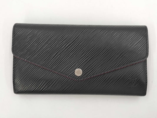 LOUIS VUITTON Epi Portefeuille Sarah Long Wallet in Noir and Hot Pink, M64322