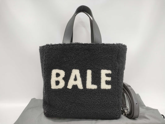 BALENCIAGA Logo Mouton and Leather Handbag, Black and White, 532873