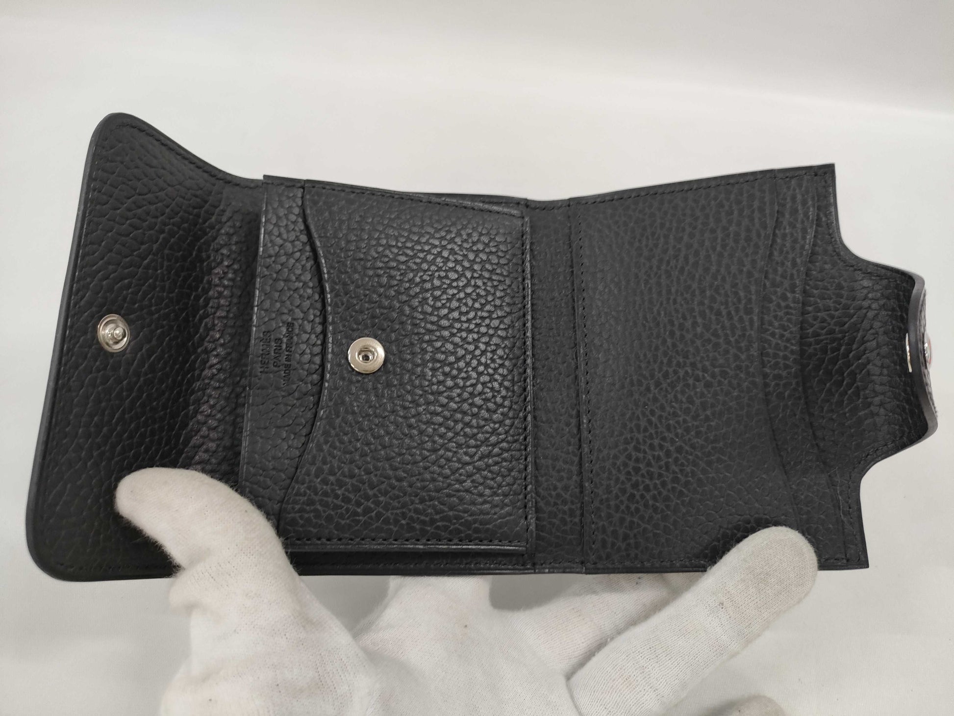 HERMES Iliad Noir B Stamp Compact Card Case Card Case/Pass Case/Business Card Case