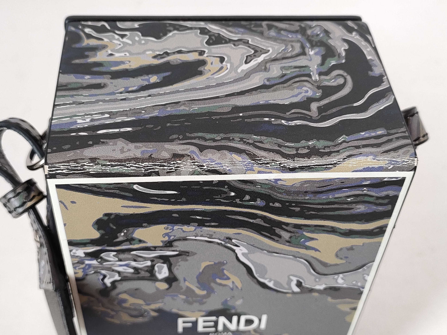 FENDI Box Vertical Shoulder Marble Pattern Shoulder Bag
