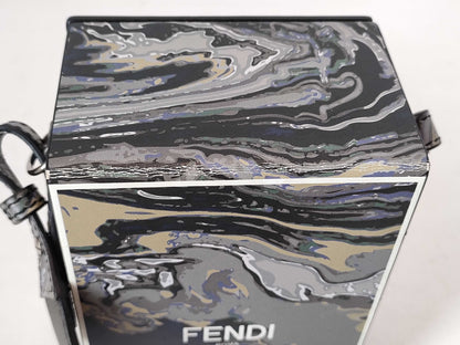 FENDI Box Vertical Shoulder Marble Pattern Shoulder Bag