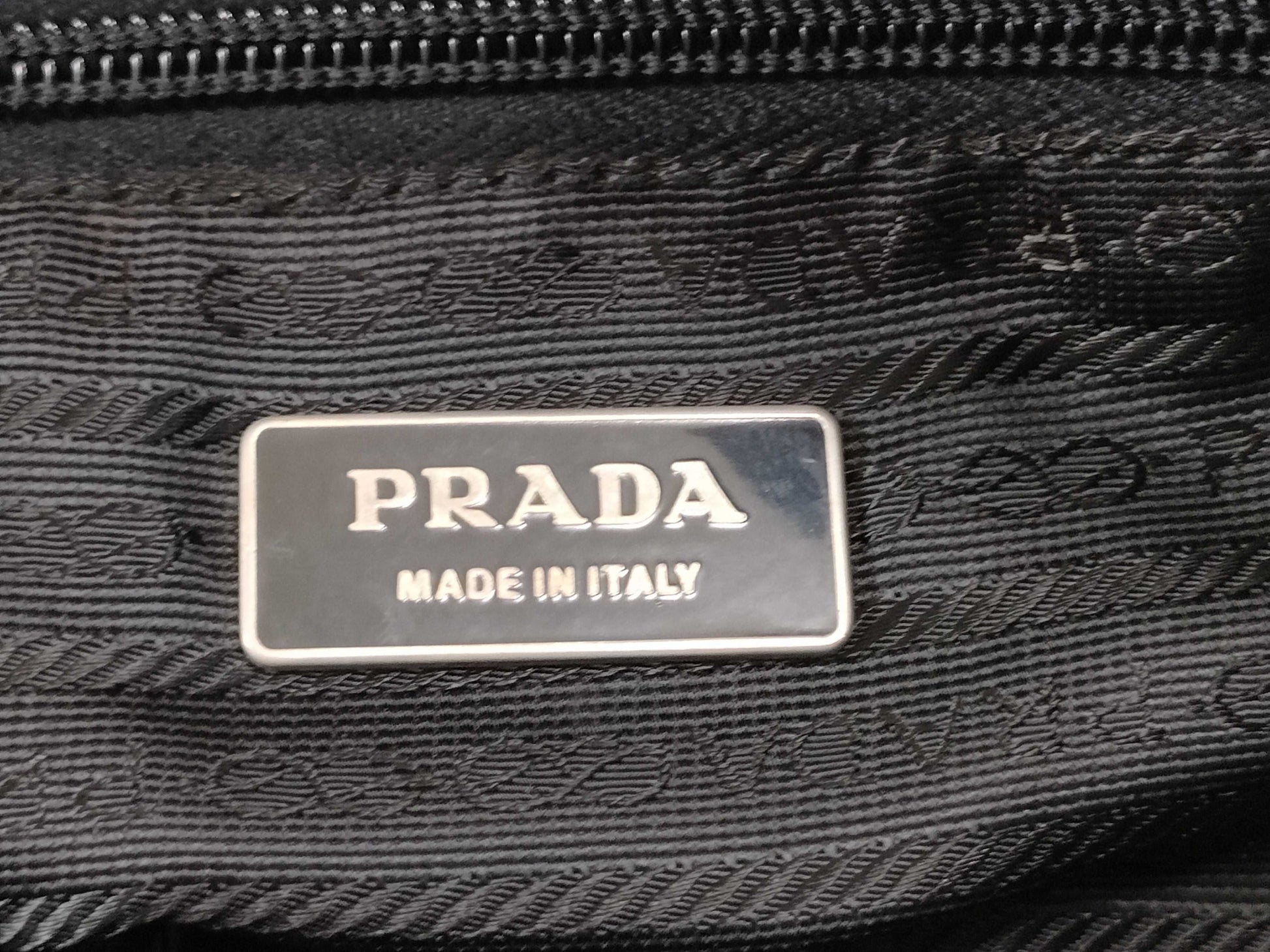 PRADA Nylon Triangle Logo Plate Tessie Handbag