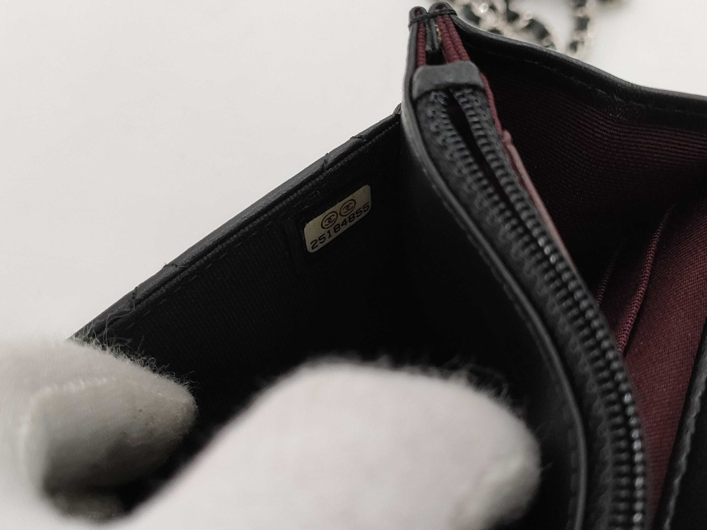 CHANEL Lambskin Chain Wallet with Silver Chain Shoulder Bag