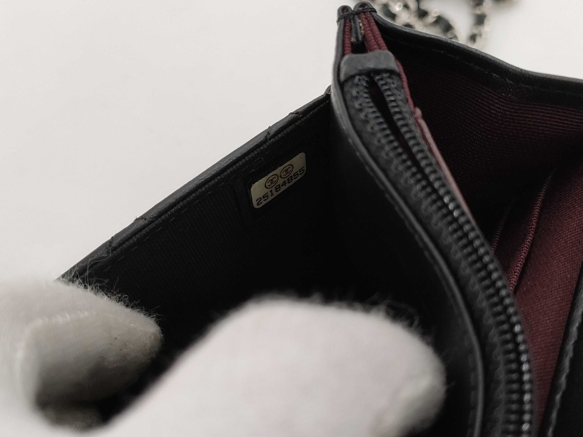 CHANEL Lambskin Chain Wallet with Silver Chain Shoulder Bag