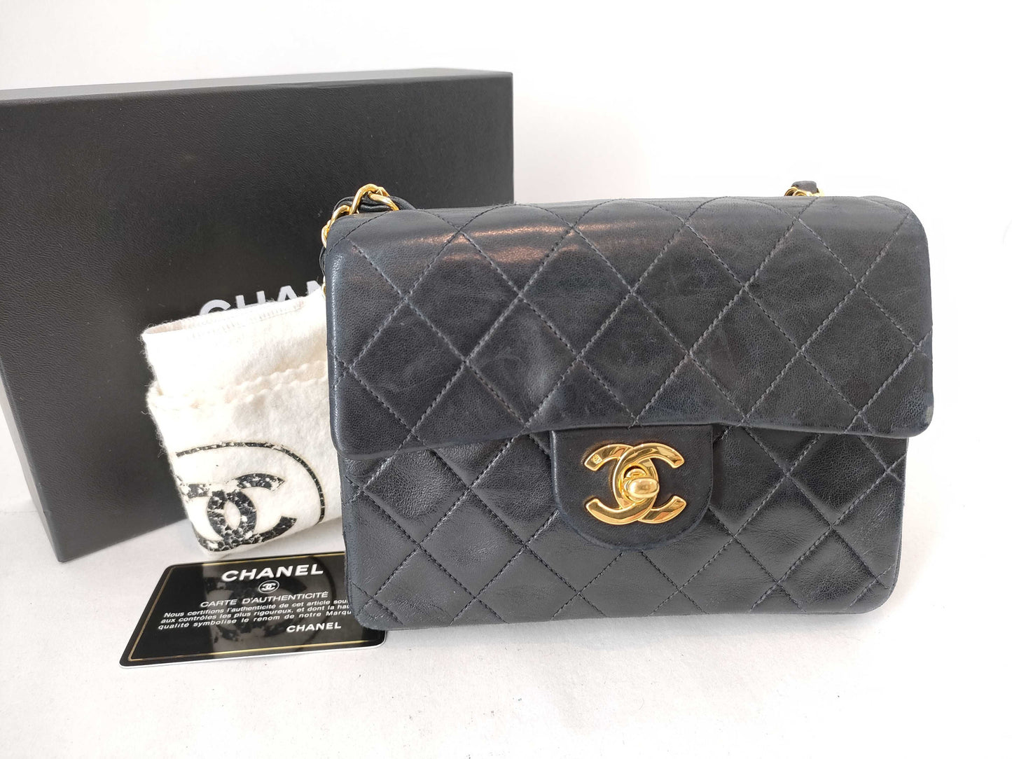 CHANEL [Card Sticker Included] No. 2 Lambskin Minimato Chain Single Flap Shoulder Bag