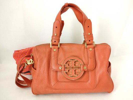 Tory Burch Logo Leather 2-Way Bag Handbag