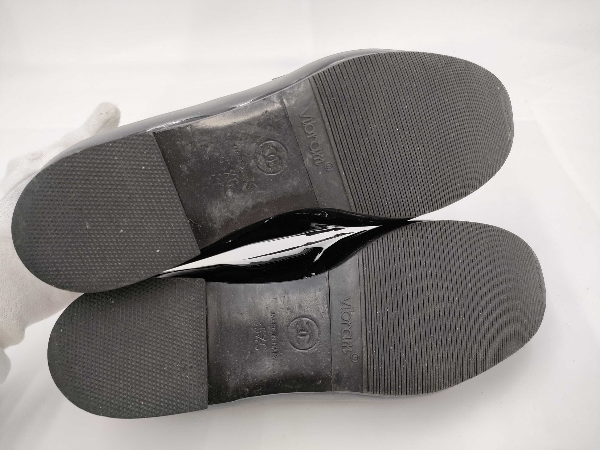 CHANEL Loafers Enamel Coco Mark Loafers