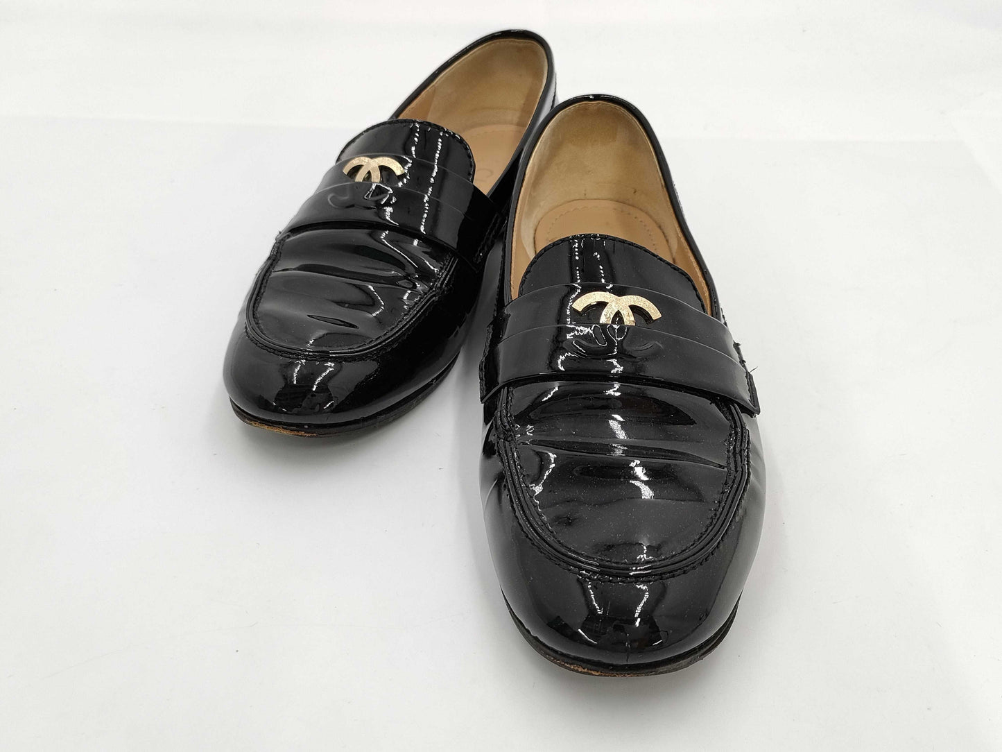 CHANEL Loafers Enamel Coco Mark Loafers