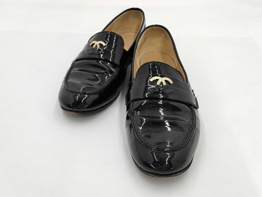 CHANEL Loafers Enamel Coco Mark Loafers