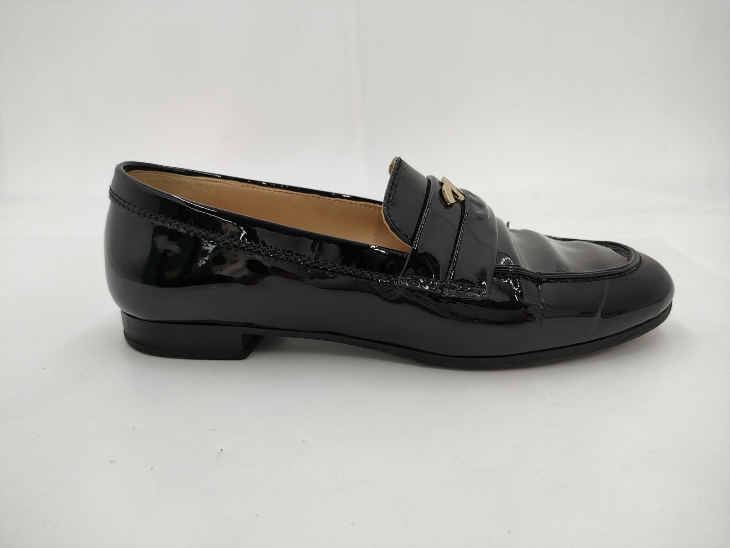 CHANEL Loafers Enamel Coco Mark Loafers