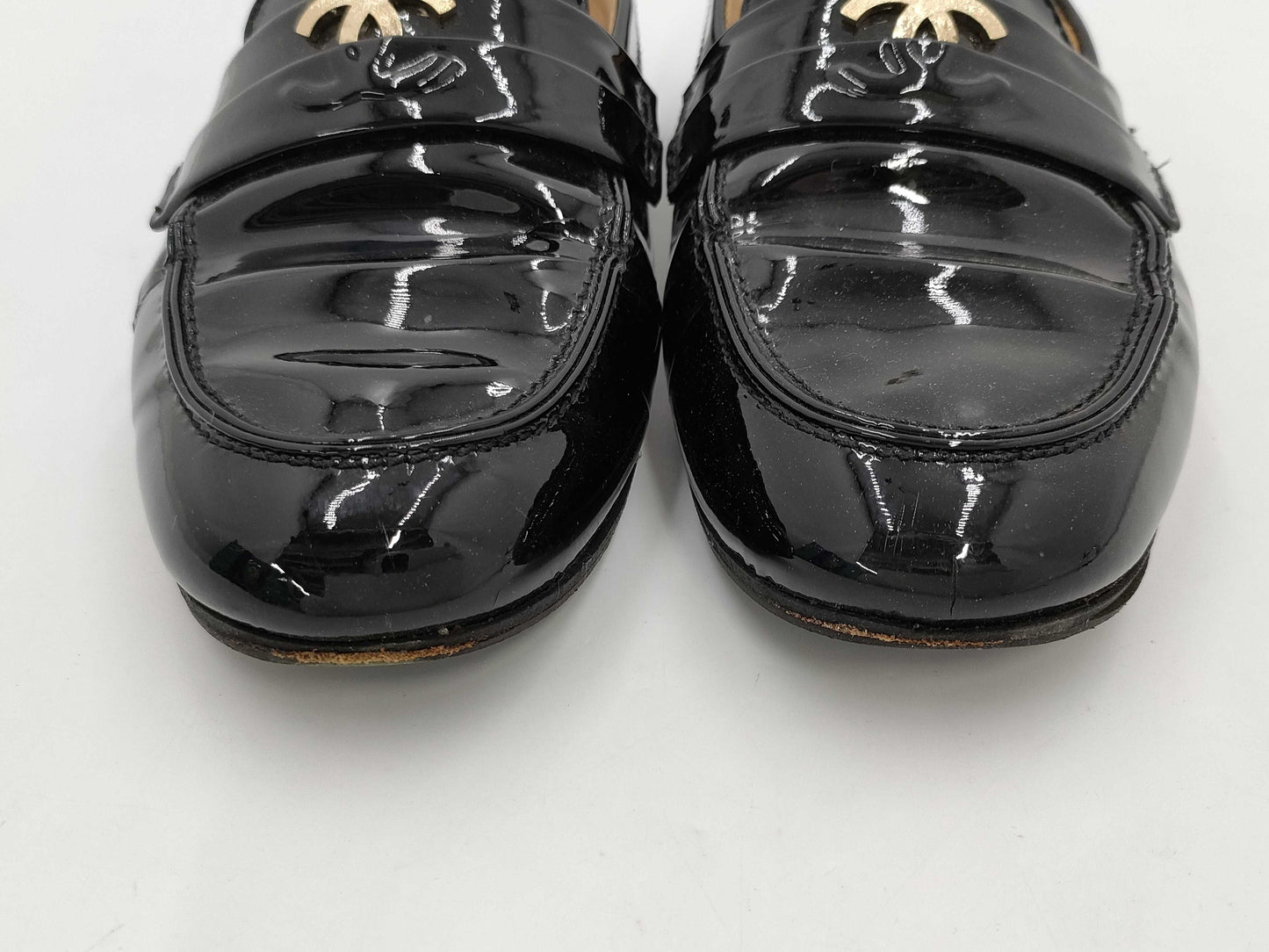 CHANEL Loafers Enamel Coco Mark Loafers