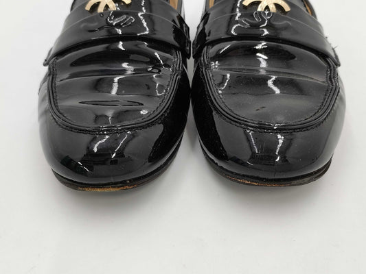 CHANEL Loafers Enamel Coco Mark Loafers