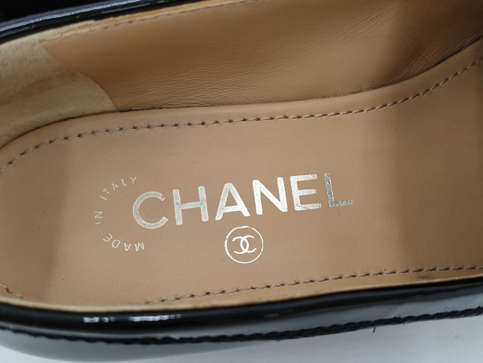 CHANEL Loafers Enamel Coco Mark Loafers