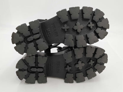 PRADA Triangle Plate Rubber Black Sandals