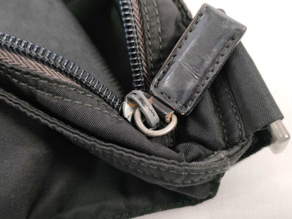PRADA Nylon Shoulder Bag with No Gusset and Triangle Logo Plate