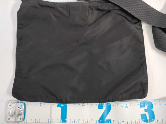 PRADA Nylon Shoulder Bag with No Gusset and Triangle Logo Plate